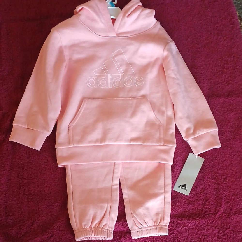 Adidas Light Pink Kids Hoodie and Jogger Set